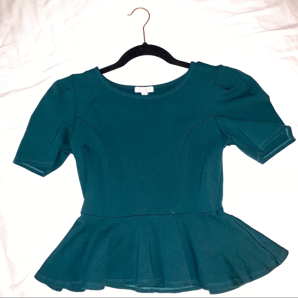 Teal Peplum Top